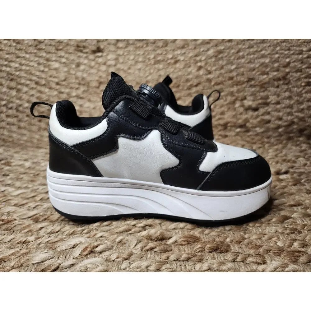 Roller Skate Shoes Kids Fashion Unisex Sport Sneaker Black & White Size 2.5 US